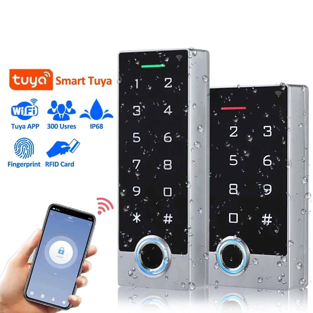 

Smart Tuya WIFI Backlight Touch 125KHZ RFID Keyfob Access Control Keypad Electric Door Lock Opener WG Output IP68 Watreproof