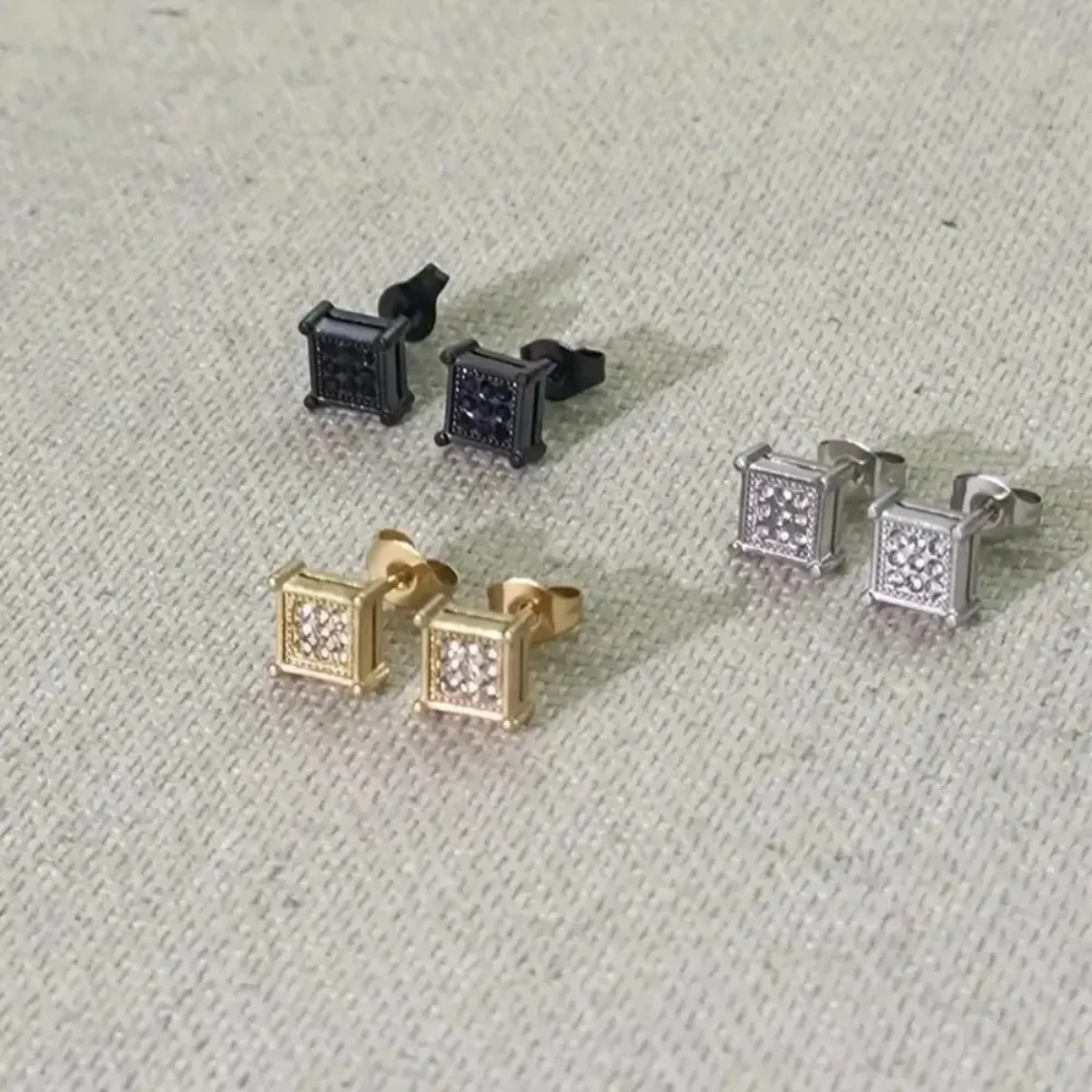 2pcs Stainless Steel Stud Earrings for Men Women