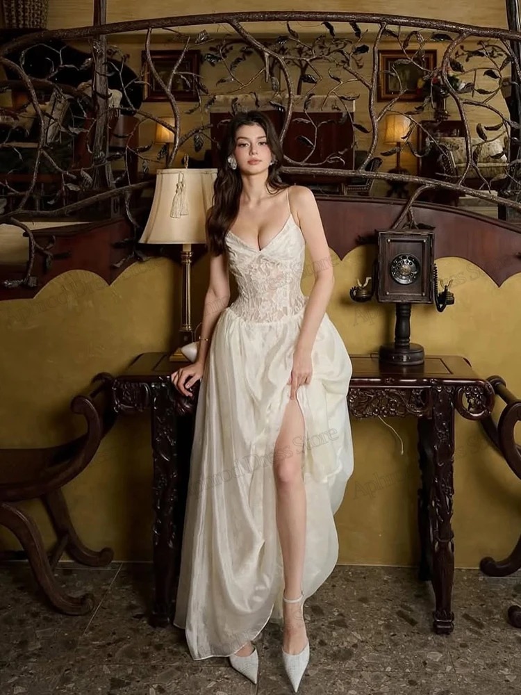 بوهيميا فساتين الزفاف خمر زي العرائس الدانتيل المتدرج الجلباب السباغيتي الأشرطة الحبيب Vestidos De Novia مخصص 2025