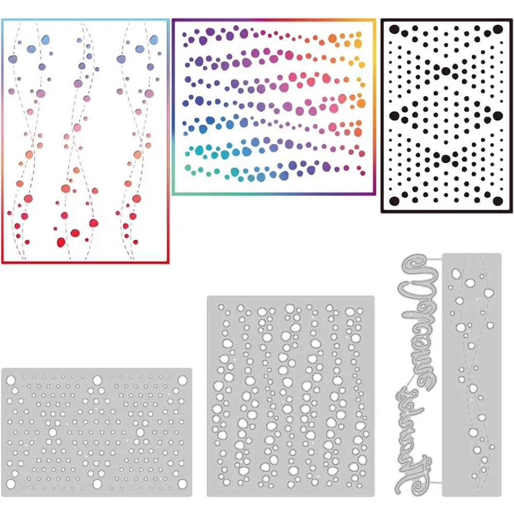 

3 Styles Dots Cover Background Diamond Irregular Dots with Word Welcome, Thank u Carbon Steel Cut Dies Stencils for Scrapbooking