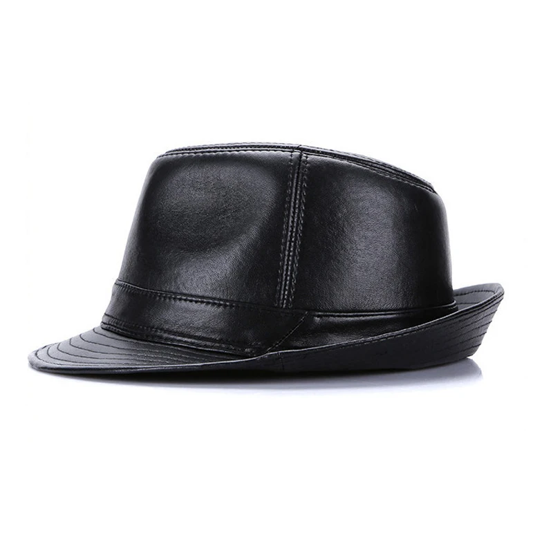 New Men Real Genuine Sheepskin Leather Cowboy Hats Fashion New Style Real Natural Leather Cap Hat Sale Real Sheep Leather Caps