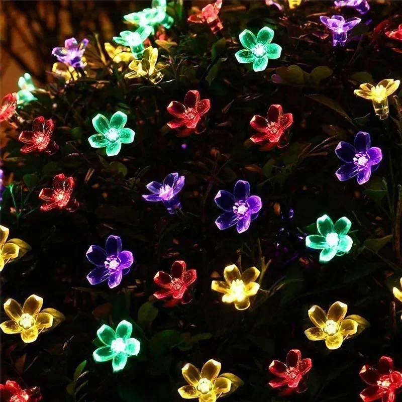 5M 20LED Solar String Lights Outdoor Waterproof 8 Mode Battery Operated Cherry Flower Light Christmas Garden Party Decoration