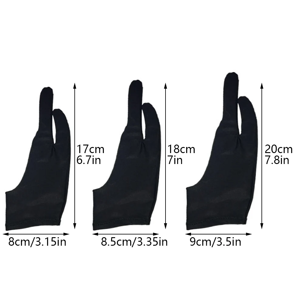 Guantes de pintura transpirables para tableta de dibujo, guante de artista gráfico para colorear, cubierta de dedo, suministros de arte escolar, derecho, Izquierdo, 2 dedos