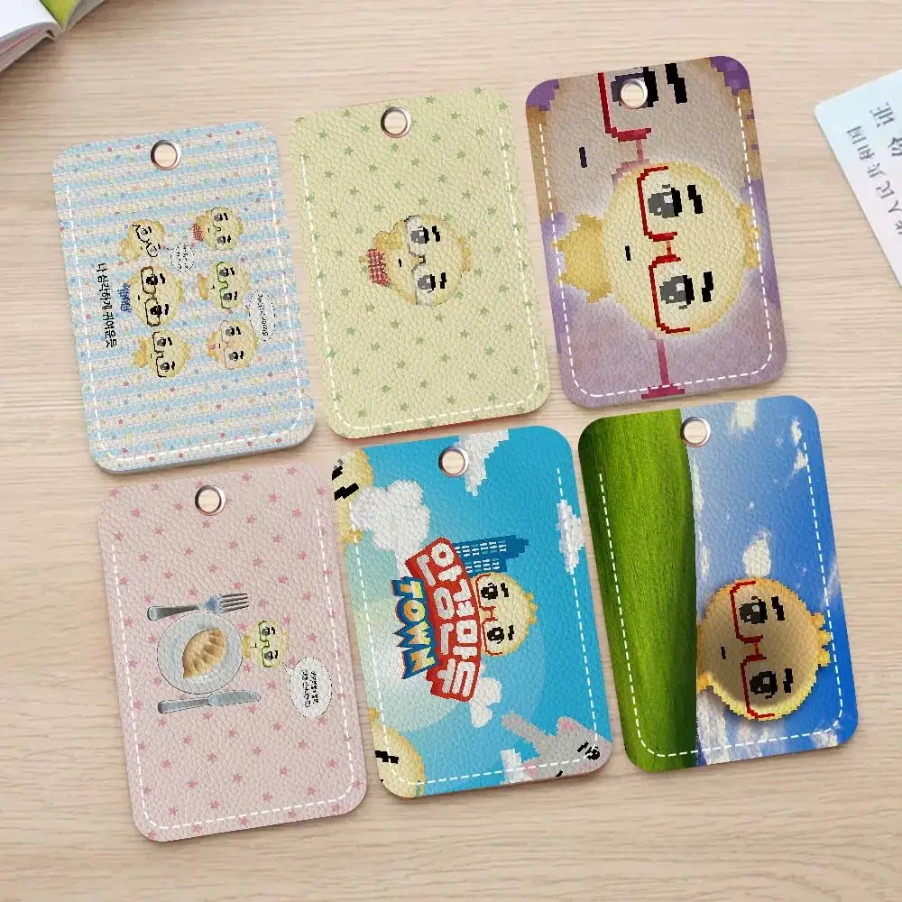 Cute A-Angyengmandu 1Pc PU Leather Card Holder Keychain Key Ring Door Lock Access Tags ID Card Case Keychain Card