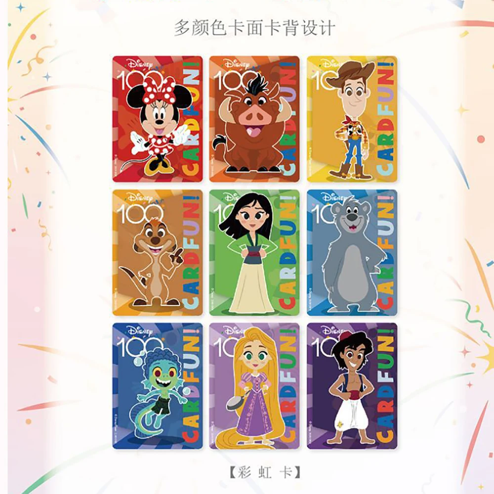 New Disney 100 Anniversary Limited Joyful Collectible Cards Toy Story Trading Card Game Mickey Mouse Cartoon Anime Rainbow Card