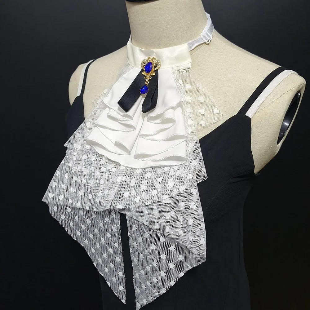 Lace Heart-shaped Rhinestone Fake Collar Scarf  Shirts for Party and Wedding Dresses  Bow Tie and Tie  Stage Performance Prop
