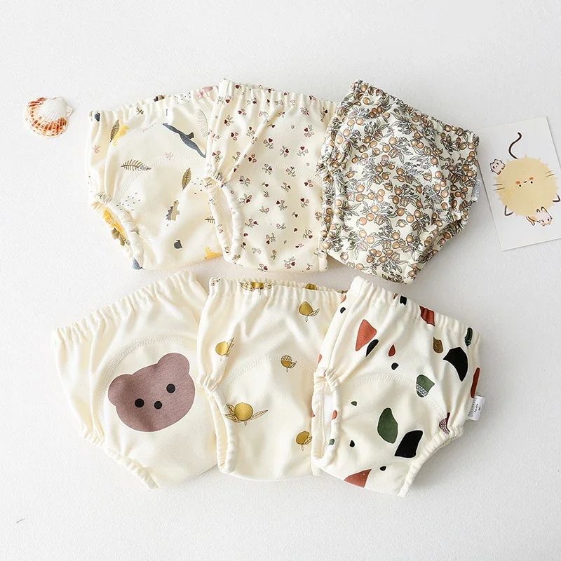 Baby Training Pants Baby Underwear Washable Cute Pattern Breathable Diaper Pants Summer Baby Diapers Cotton Learning Trousers