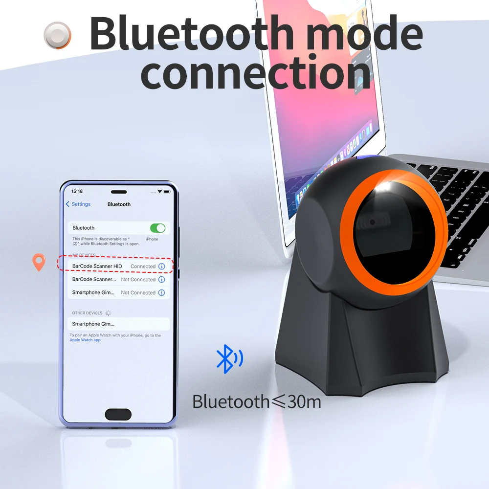 Xincode Stock 1D 2D Wireless Desktop Barcode Scanners Scan Qr Code Bar Code Scanner For Sale Supermarket Warehouse