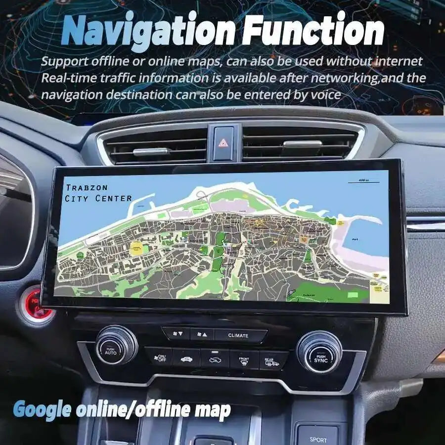 شاشة NaviRider لهوندا CRV CR-V 2016 Breeze 2017 2021 GPS Navi 12.3 "أندرويد 14 مشغل فيديو الوسائط المتعددة للسيارة مكبر صوت 256 جيجابايت