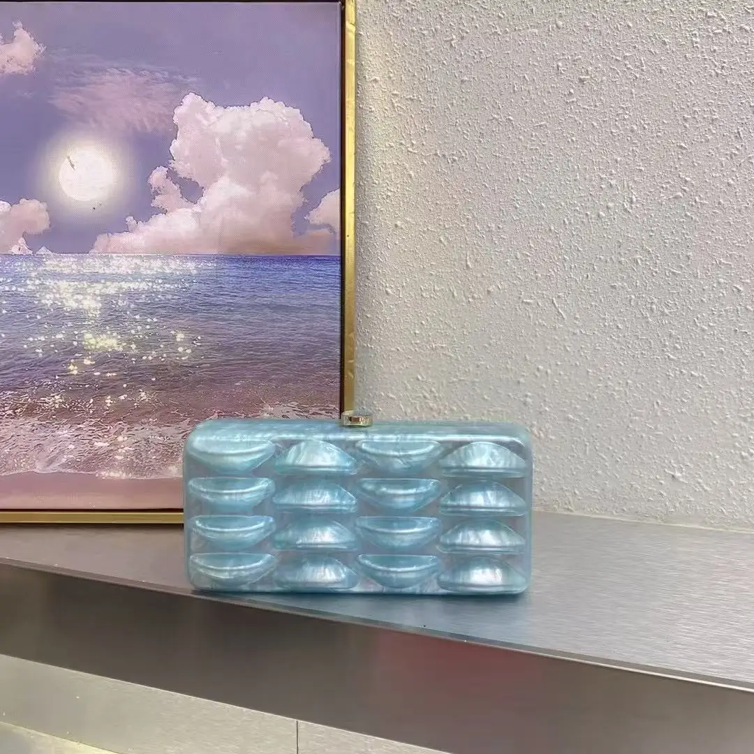 

Shimmer Wavy Acrylic Box Luxury Fashion Clutch Purse Women Handbag Wedding Party Clutch Purse Evening Bag Shoulder Crossbody Bag