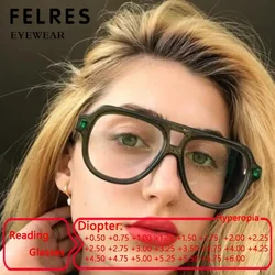Trend Oversized Pilot Reading Glasses Elegant Women Men Brand Designer Vintage Big Frame Eyeglasses Optics Presbyopic Eyewear