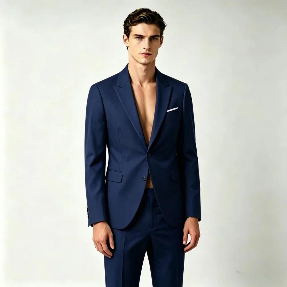 طقم بدلة رجالي قطعين (جاكيت وبنطال) بتصميم ضيق (Slim Fit) - أنيق ومناسب للمناسبات والأعراس S36240a96fbd643beb84cc21f79705f3ca