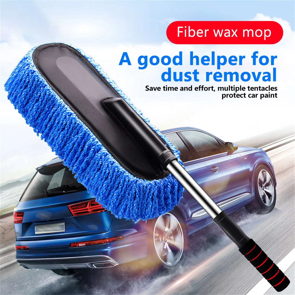 Multifunctional Car Retractable Wax Tow Microfiber Dust Cleaning Brush Car Dual Purpose Dust Cleaning Broom Car Cleaning Supplie