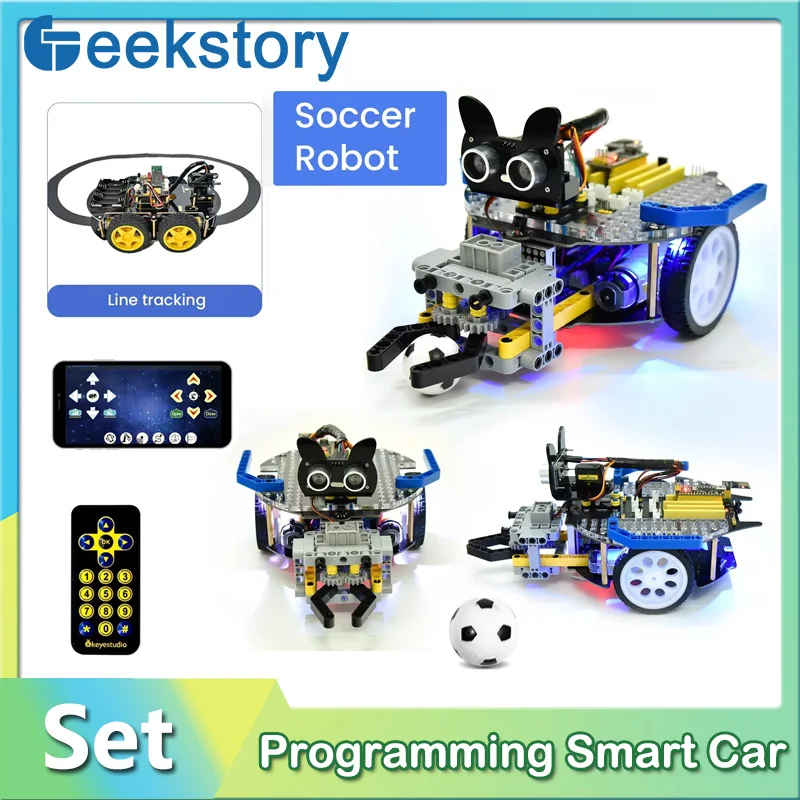 Programmierung 3 in 1 Roboter Auto Stem Tracking Hindernis Vermeidung Autos Bildung DIY Kit Mit Montage Blöcke Mechanische Spielzeug Geschenk