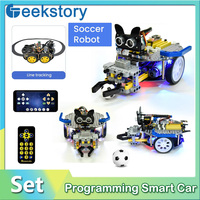 Programming  3 in 1 Robot Car Stem Tracking Obstacle Avoidance Cars Education DIY Kit With Assembly Blocks Mechanical Toys Gift