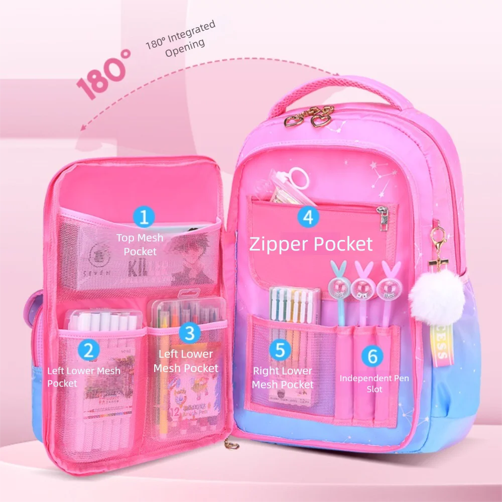 Cute Oxford Cloth School Bag Clouds Design Large Capacity Student School Backpacks Multifunction Cartoon Backpack Girls