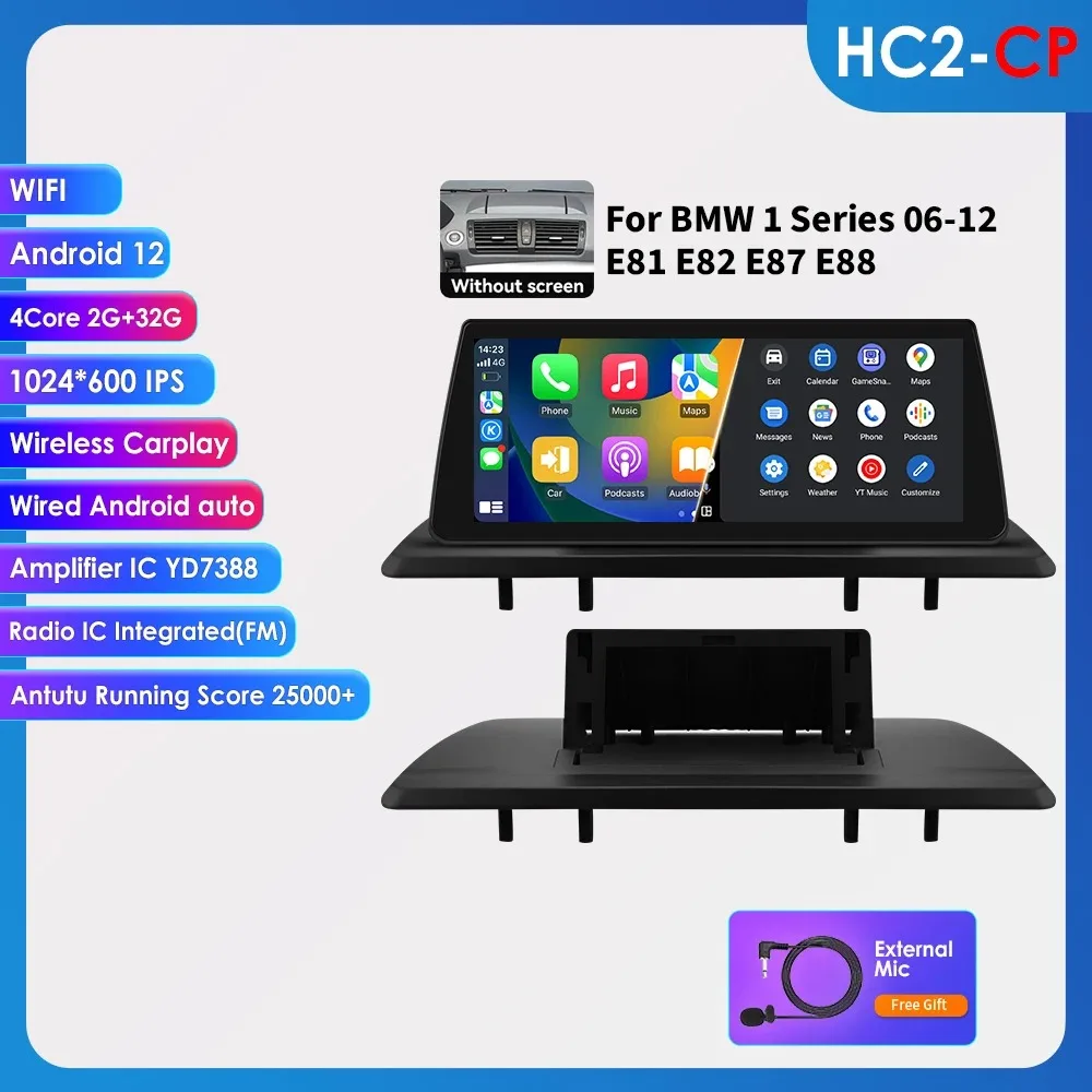 Hizpo 10.25 "Android 14 Carplay Auto Radio Voor Bmw 1 Serie E81 E82 E87 E88 09-16 Autoradio multimedia 2DIN Auto Intelligente