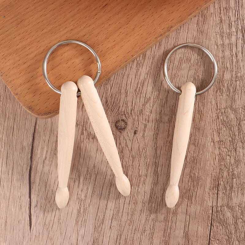 New Mini Beech Drum Sticks Keyrings Percussion Music Wood Drumsticks Keychain Key Ring Chain Man Women Boys Gift