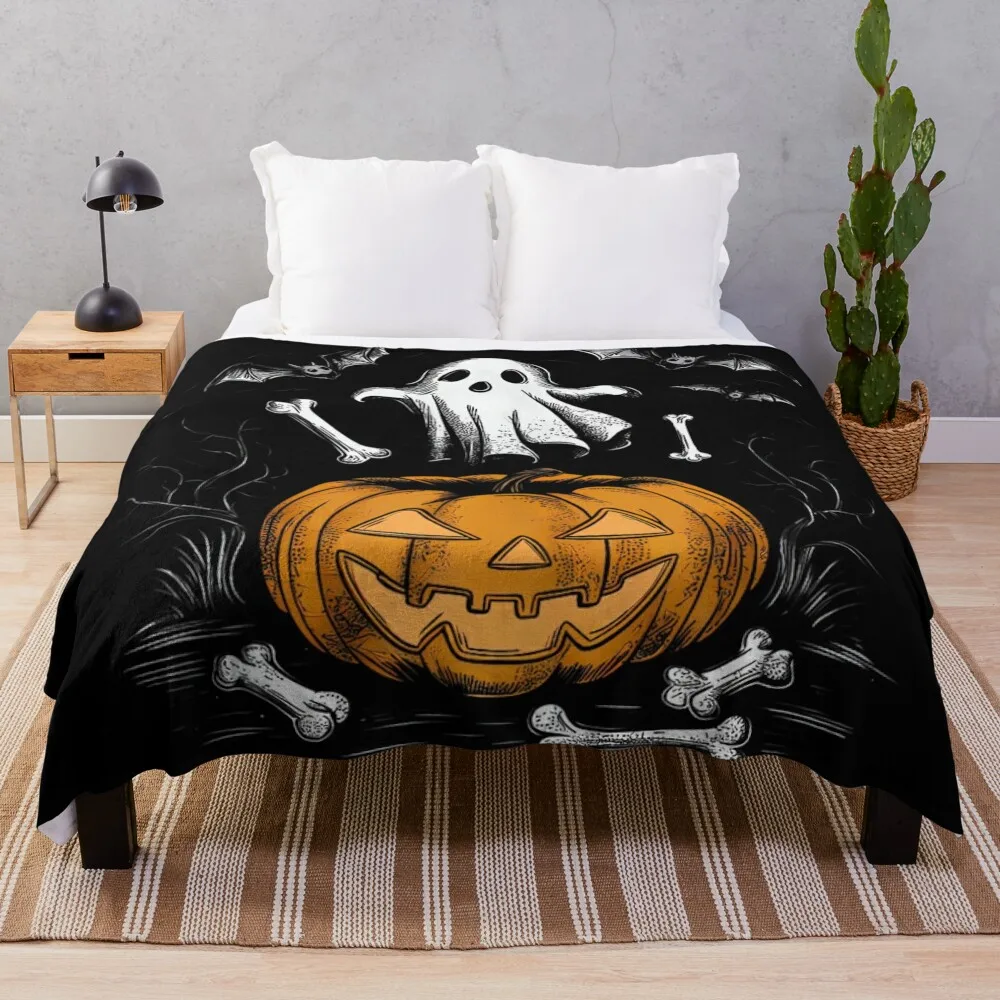 Halloween Tshirt Ghost Pumpkin Spooky Horror Party Costume Throw Blanket Stuffeds blankets ands Luxury Brand Blankets