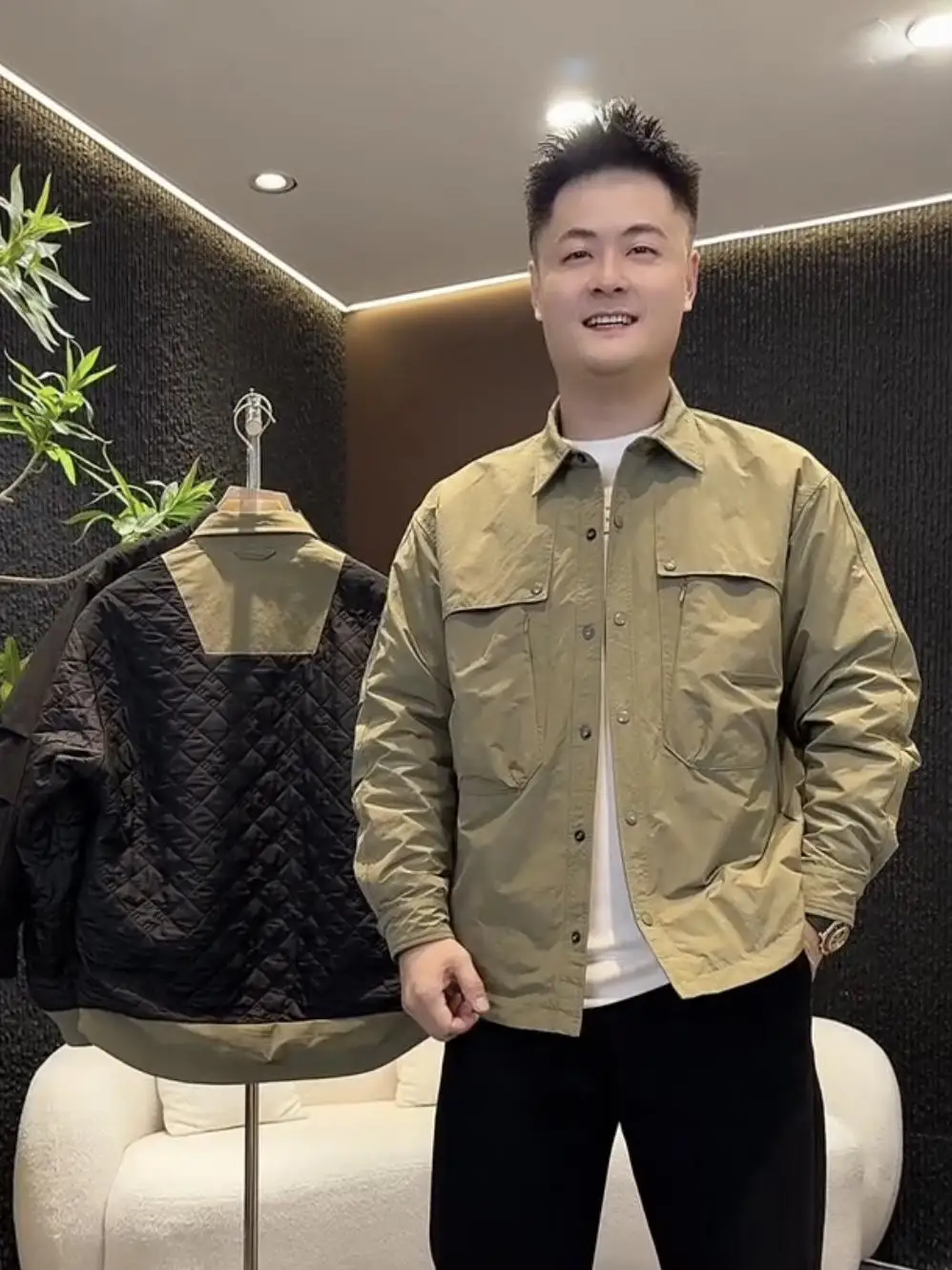 

Winter Thiened Men's Cotton Jaet Coat Warmth Collar Loose Fit Faionable Workwear Casual Long Sve Button Closure