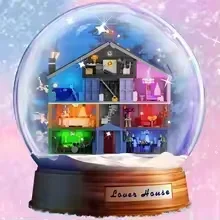 BuildMOC Creativity Lover House Building Block Set Mystery Lodge Pink Palace Model Bricks Toys Christmas Valentine's Day Gift