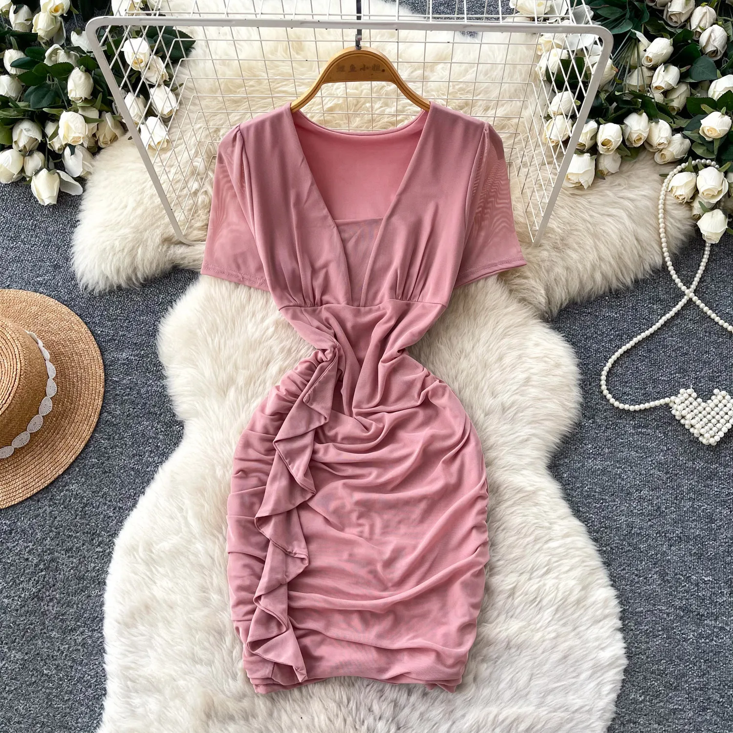 فستان نسائي قصير مثير بتصميم Y - مراجعة Wrap Dress Work وسعره