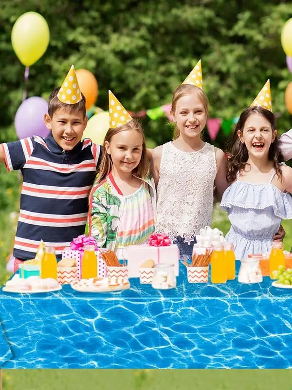 Tablecloth Party Ocean Table Beach Cover Disposable Pool Wave Decorations Waves Water Sea Theme Decoration Summer Birthday