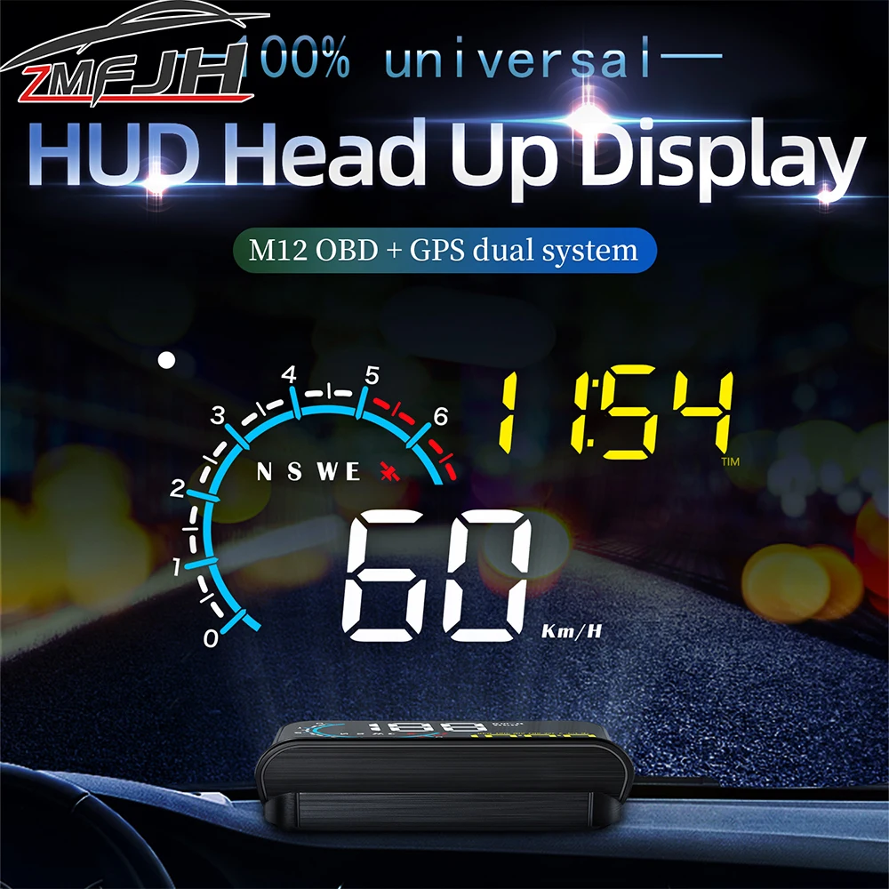 

Автомобильный OBD + GPS спидометр, проекционный дисплей для HUD с сигнализацией превышения скорости, напоминание о усталости вождении, компас температуры воды, индивидуальный