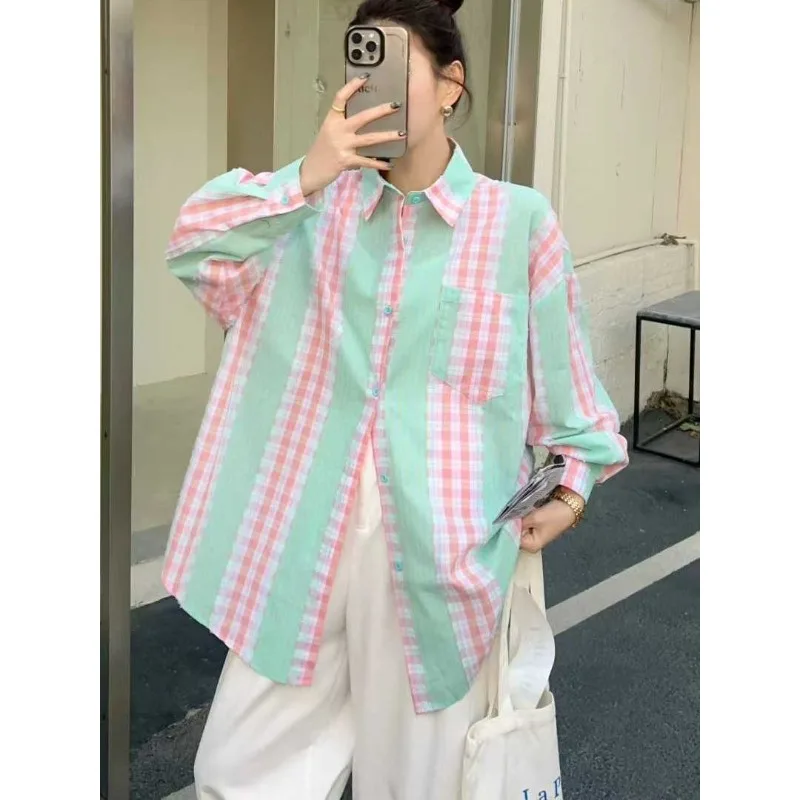 

SuperAen корейский стиль дизайн полосатая рубашка для женщин 2026 весна и лето новые повседневные модные рубашки с длинными рукавами