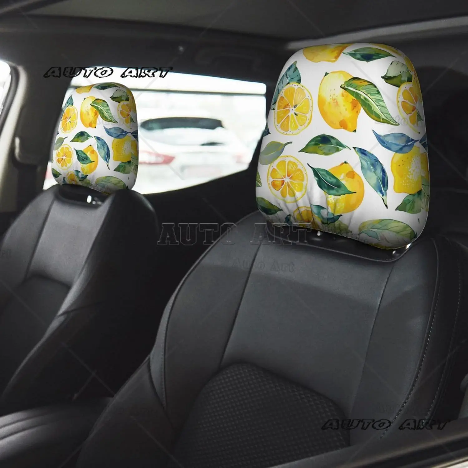 

Summer Lemon Pattern Car Headrest Covers Set of 2 Universal Automotive Seat Head Rest Cover Accessories for Car Truck