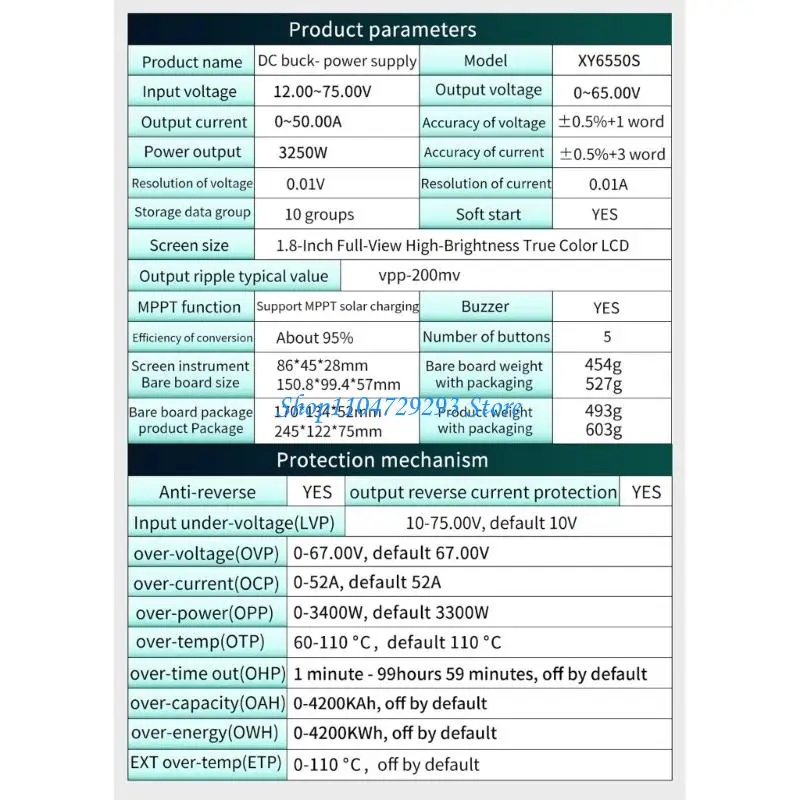 Y2GD Power Supply Module Featuring Constant Current Control Anti Reverse Input Output Protections 1.8inch Screen