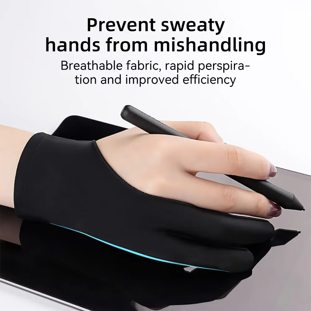 Anti-touch Two-Finger Hand Painting Gloves For iPad Xiaomi Samsung Palm Rejection Artist Glove Touchscreen Stylus Pen Supplies view 3