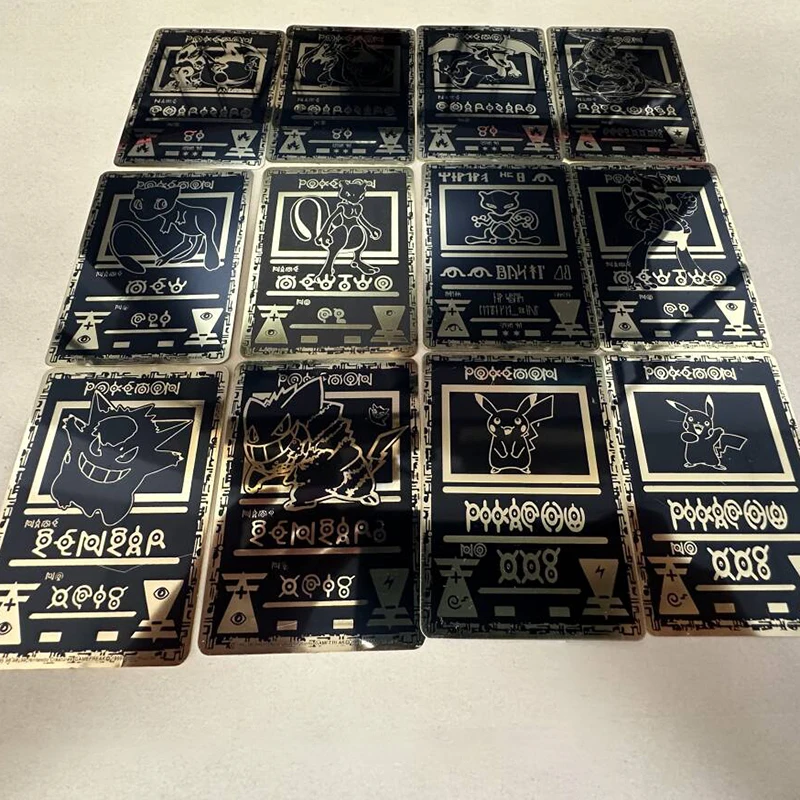 Pokemon Cards Black Golden Shiny Iron Pikachu Charizard Rayquaza Mew Gengar Charmander Pokémon Game Collection Children Toy Gift