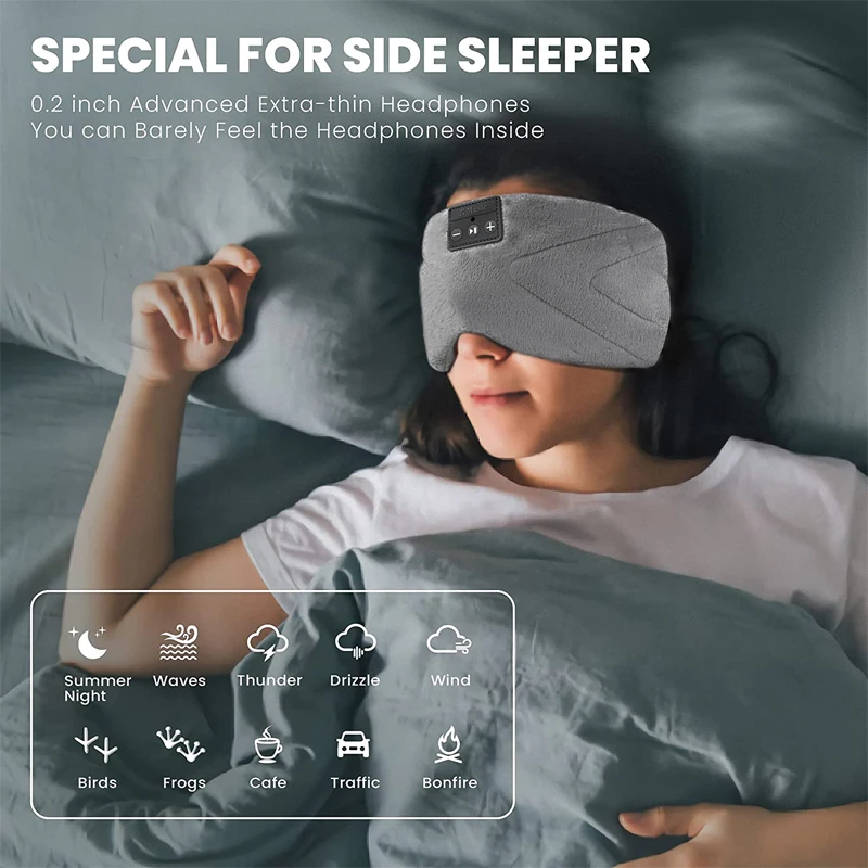 5.2Bluetooth Sleeping Headphones Sleep Mask 24White Noise Blackout Light Ice-Feeling Extra Soft Lining Sleep Eye Mask Ultra-Thin