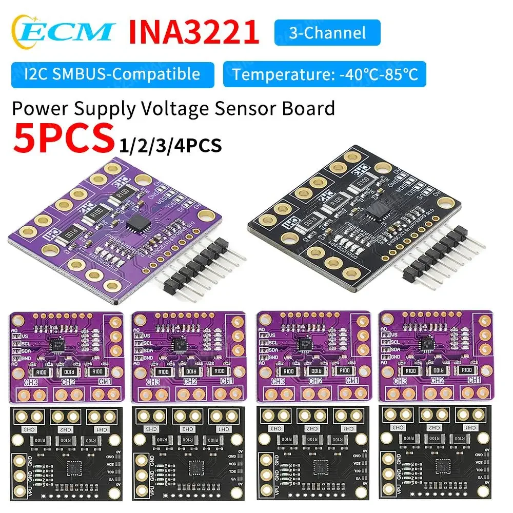 1-5PCS I2C SMBUS INA3221 Triple-Channel Shunt Current Power Supply Voltage Monitor Sensor Board Module Replace INA219 With Pins