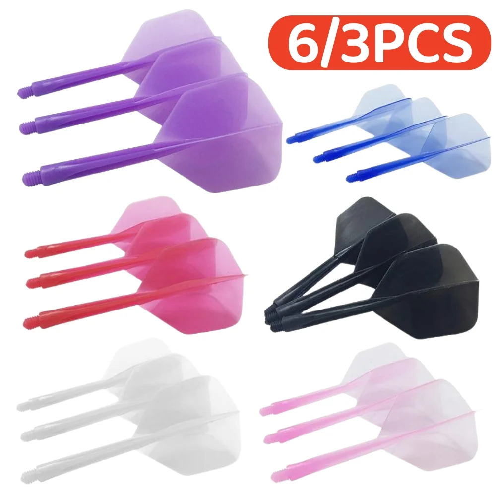 6/3Pcs 2BA Integrated Dart Shaft and Flights Kit Professional Transparent Anti-Fall Dart Flights Shaft Plastic Dart Accessories