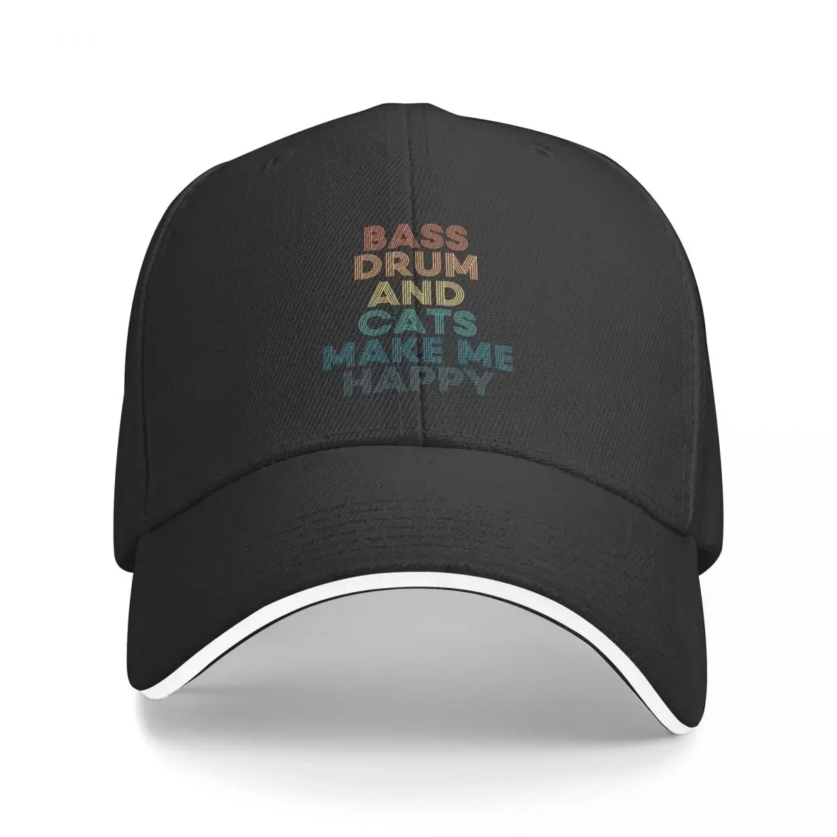 

Bass drum And Cats Make Me Happy Baseball Cap Bobble Hat Rugby Icon Snap Back Hat Men's Hats Women's