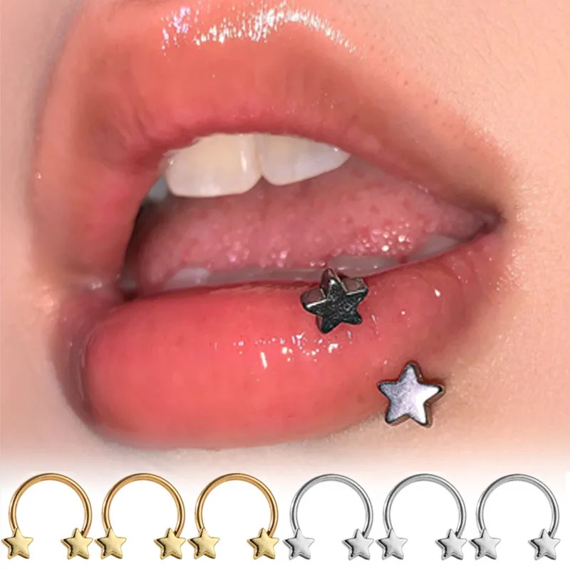 نجمة على شكل الحاجز الأنف خواتم الجراحية الصلب ثقب مجوهرات للجسم العمودي ستار الغضروف القرط هوب الشفاه خواتم للنساء الرجال