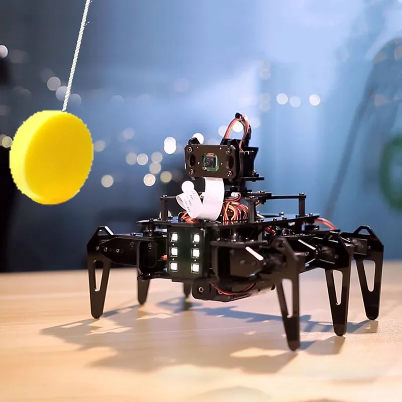 Robot educativo STEAM Raspberry Pi 4ta generación 4B/3B Cámara WiFi Spider de seis patas AI