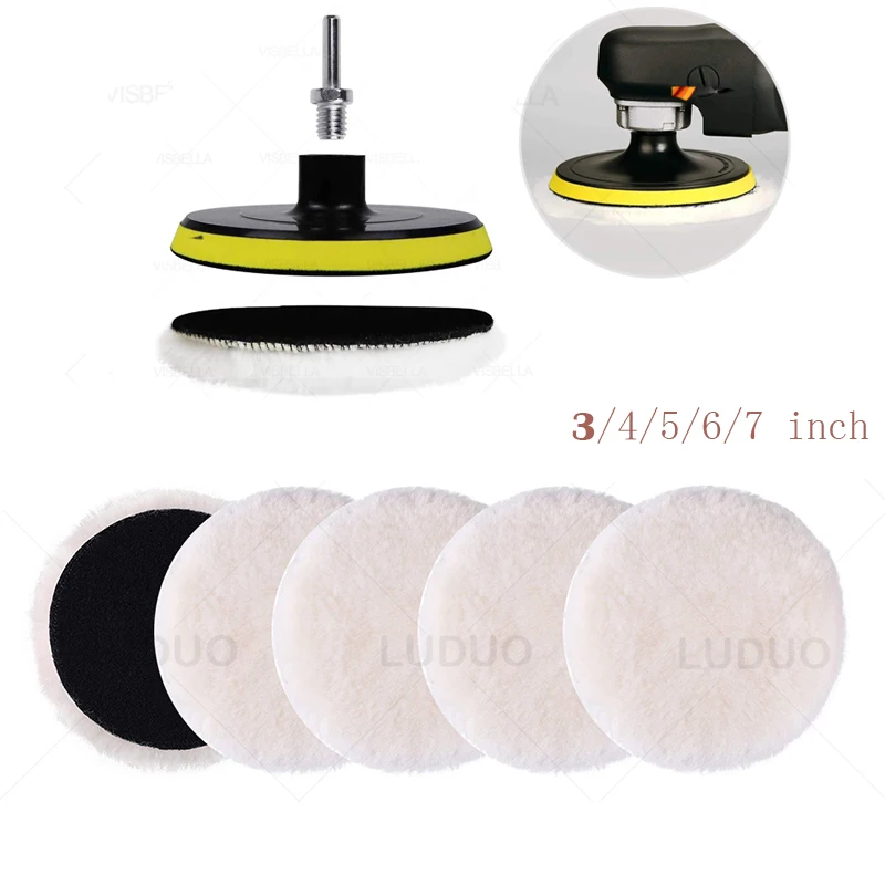 

3/4/5/6/7Inches Wool Polishing Pad Waxing Polishing Buffing Pad Car Paint Care Polisher Pads for Car Cleaning Auto Accessories