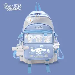 Anime Sanrio pluszowa zabawka Cinnamoroll plecak dziecko dziewczynka chłopiec niebieska tornister Kawaii uczeń szkolna torba komputerowa duży prezent