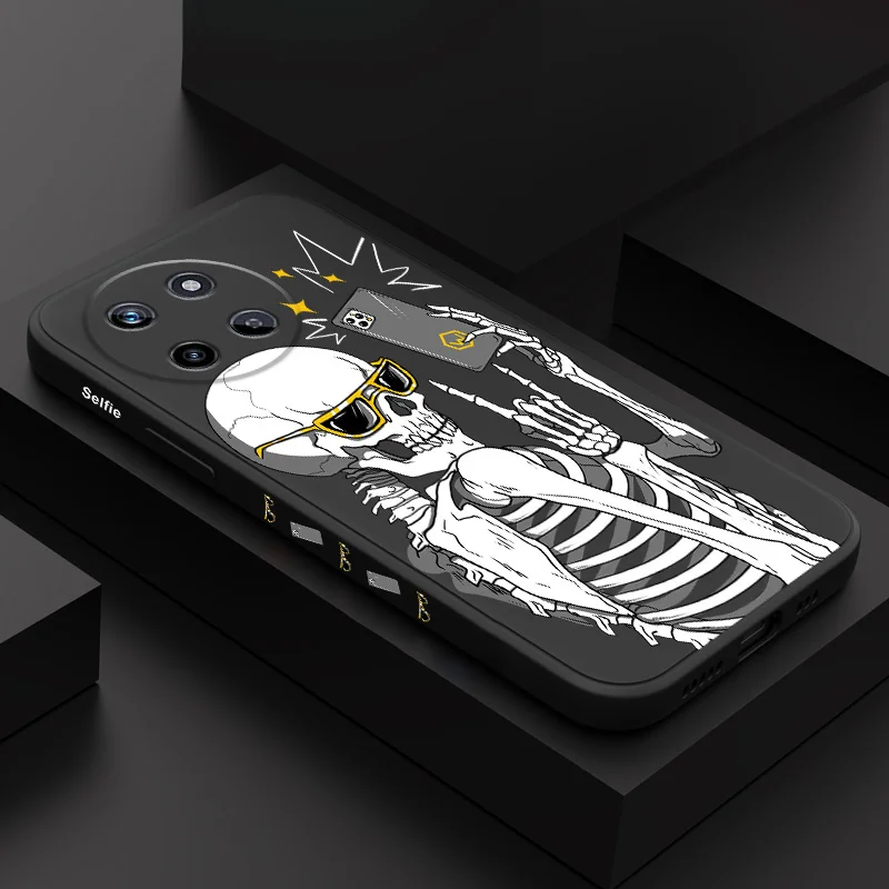 

Blackened Skull Phone Case For OPPO Realme 14 13 12 11 10 9 9i 8 8i 7 Pro Plus C35 C21Y C25Y C25 4G 5G Liquid Silicone Cover