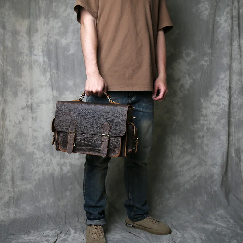 

Tree Patterned Leather Vintage Mailman Bag For Men Small Bag Top Layer Cowhide Crossbody Shoulder Bag Genuine Leather Briefcase