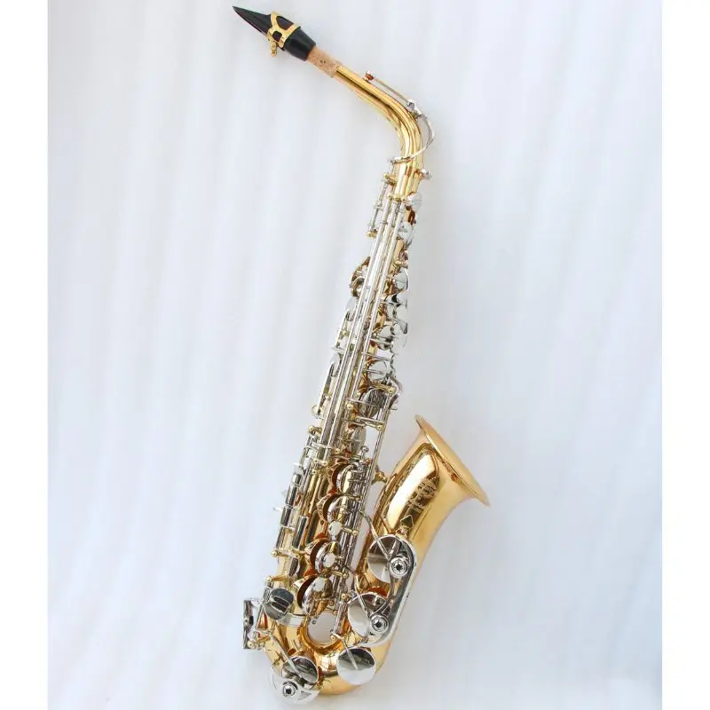 

Popular Grade Alto Saxophone Gold Lacquered With Nickel Plated Keys Saxophone Alto With Case