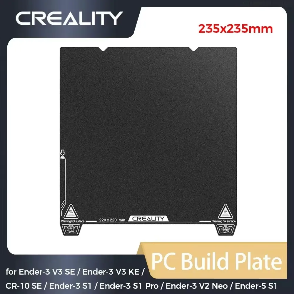 Placa de Construcción Creality para PC de 235x235 mm para Impresoras 3D CR-10 SE/Ender-3 S1/Pro/Ender-3 V2 Neo/Ender-5 S1/Ender-3 V3 SE/Ender-3 V3 KE