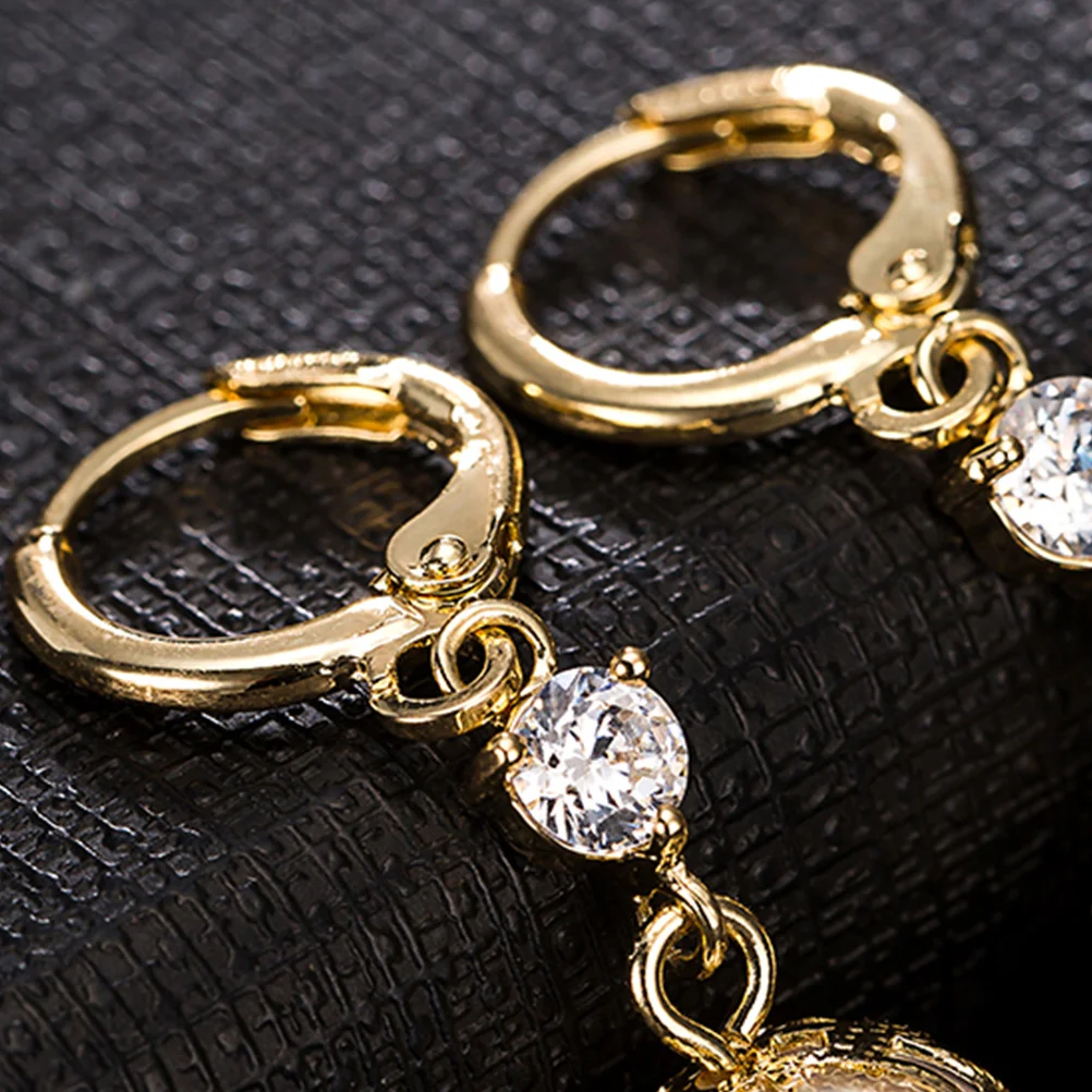 

1Pair Zircon Pendant Earrings Hollow Out Round Studs Simple Stylish Women Earrings For Daily Office Party Prom Wear Golden