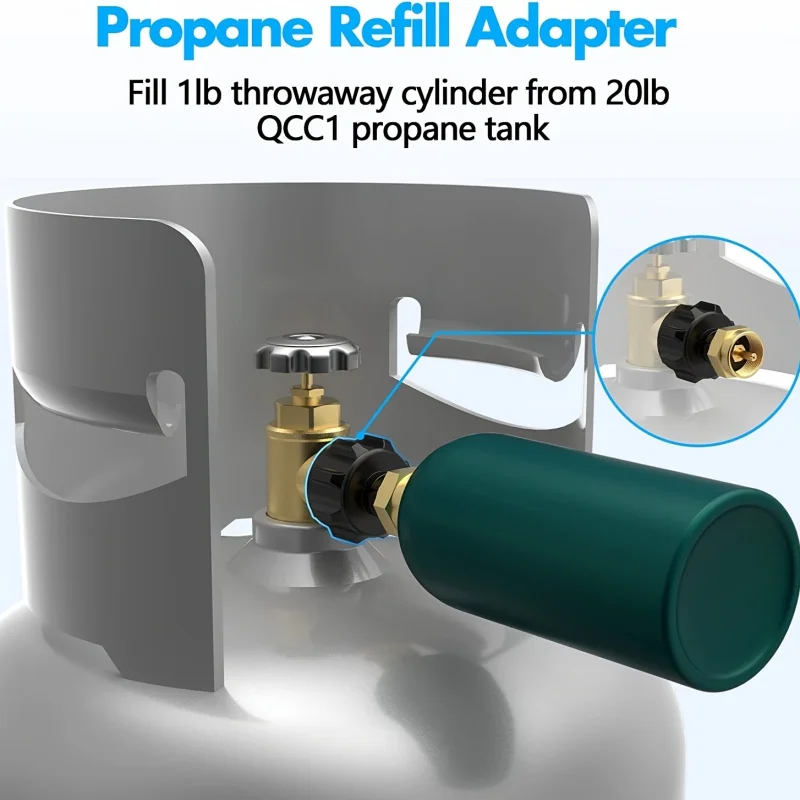 Propane Inflator Adapter for 20lb Tank - Low Pressure Gas Connection Compatible with QCC1/1 Type Propane Cans And 1lb Disposable
