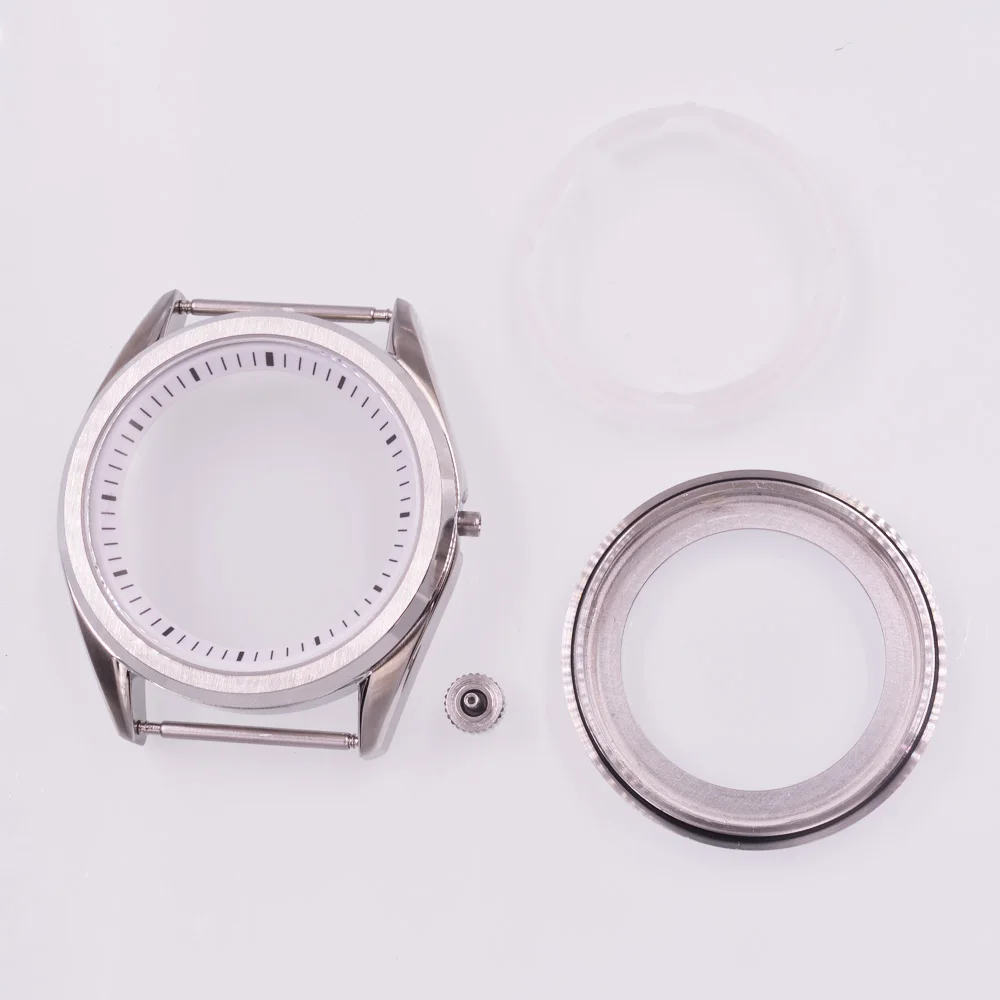 40mm Silver Watch Case Sapphire glass White/Blue/Orange/Black Chapter Ring FIT NH34 NH35 NH36 Movement image 5