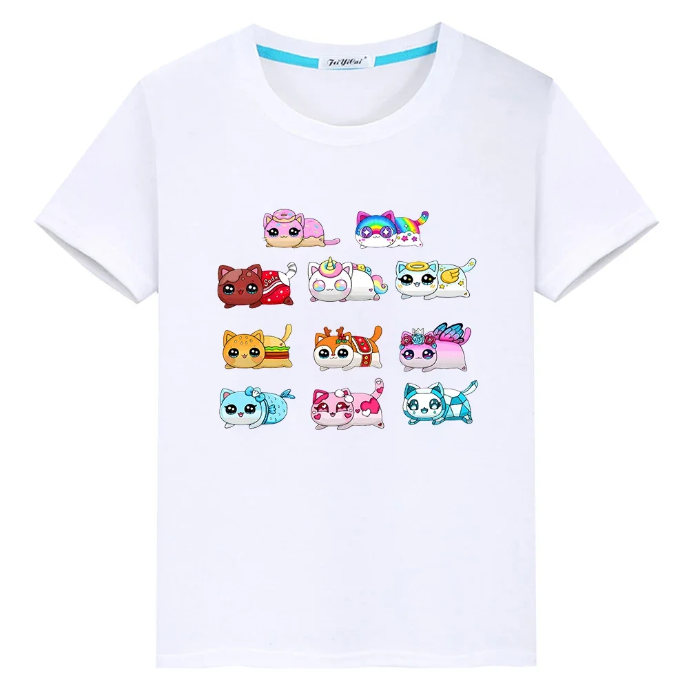 Aphmau Squad Cat Print 100% Baumwolle T-Shirt für Kinder Junge 10 Jahre y2k einteilige Tops Anime Short Pride T-Shirt Kinder Kleidung Mädchen