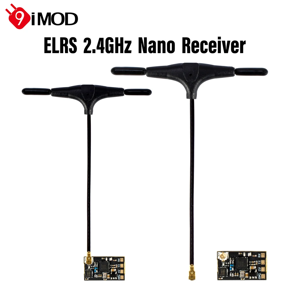 Receptor ELRS 9IMOD de 2,4 GHz, receptor de antena T de 2,4 GHz, módulo Nano de baja latencia para carrera FPV y FPV de largo alcance